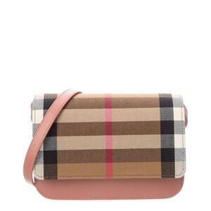 Burberry Madison Check Canvas & Leather Crossbody, Pink